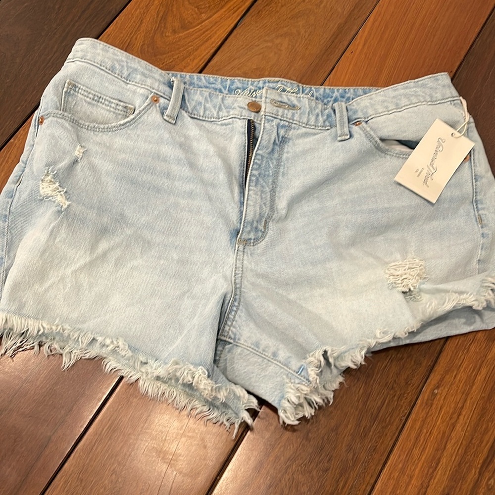 light blue denim shorts